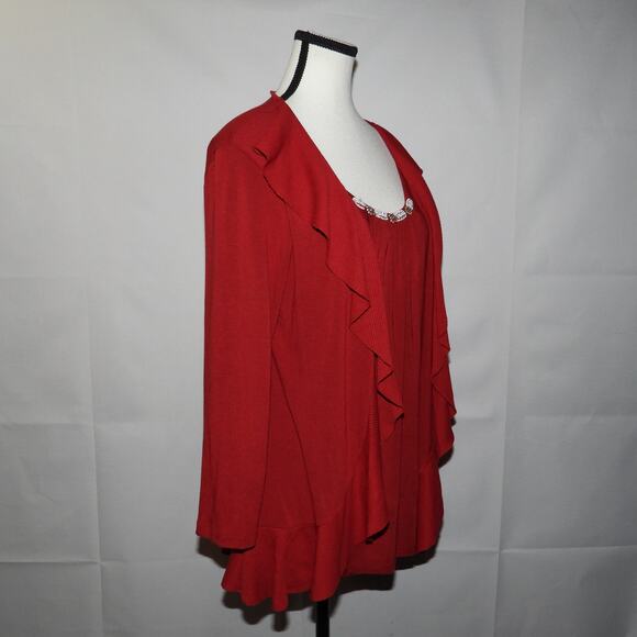 Cable and gauge long sleeve red blouse women’s size large - Picture 4 of 7